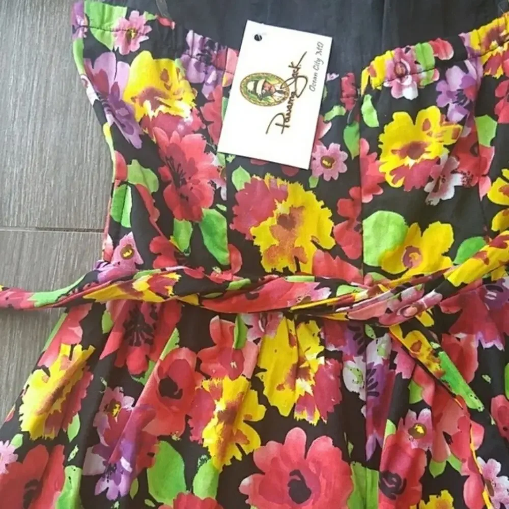 NWT PANAMA JACK Strapless Floral fit & flare Summer colorful dress size small
